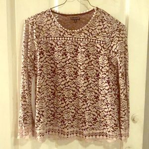 Long sleeve purple lace top